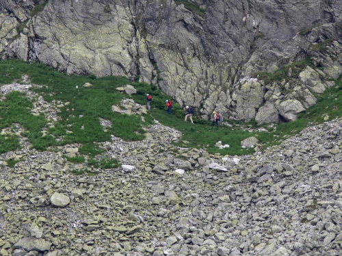 Grupa alpinistów pod ścianą Kościelca