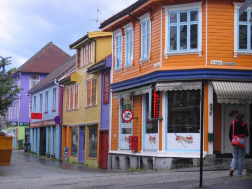 Kolorowe domki w Stavanger.