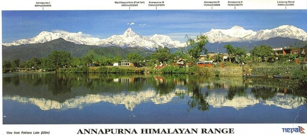 Widok na Himalaje z Pokhary, Nepal