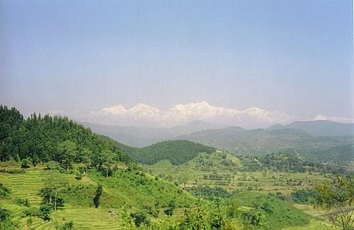 Nepal - widok na Himalaje z drogi do Pokhary