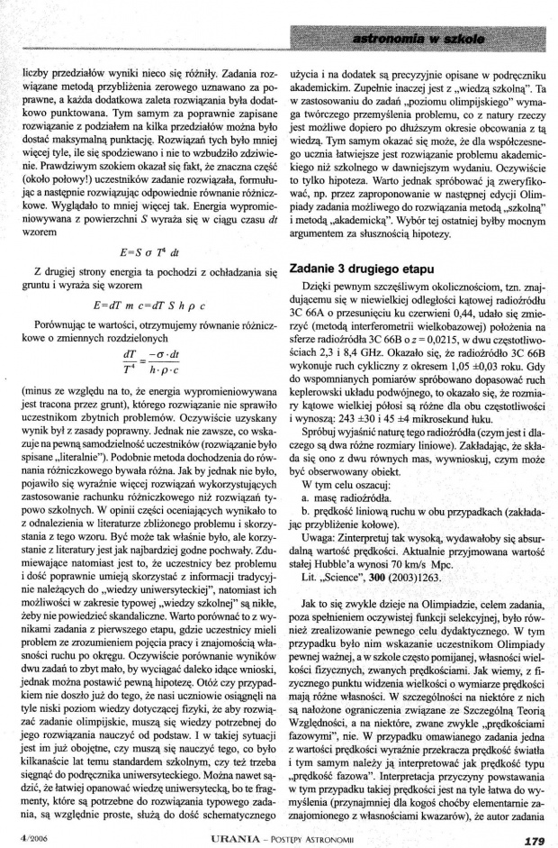 Zadania na olimpiade astronomiczną z rozwiązaniami