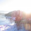 Zimowe słońce #Norwegia #natura #słonce #zima #śnieg #woda #rzeka #drzewa