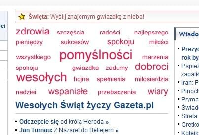 Gazeta.pl - chmura tagów z życzeniami