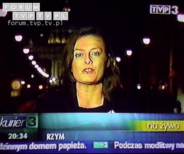 <font color=darkblue size=3><u>2006.04.02 - Kurier TVP3; 20:30 - Watykan.</u></font><br>Urszula Rzepczak - dawniej dziennikarka i prezenterka Informacji w Polsacie, autorka programu podróżniczego Obieżyświat w Polsat 2 Int...